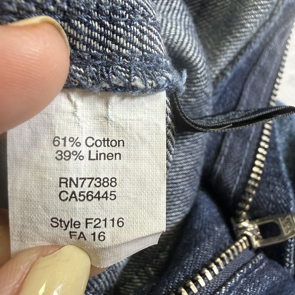 J.Crew Wide Leg Jeans Women 0 Blue Excellent Cotton Linen Blend Trouser F2116 - Picture 5 of 6